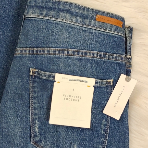 Pilcro Anthropologie high rise Boot cut jeans Retro Flared Buttons Hem size 28 - Picture 11 of 14